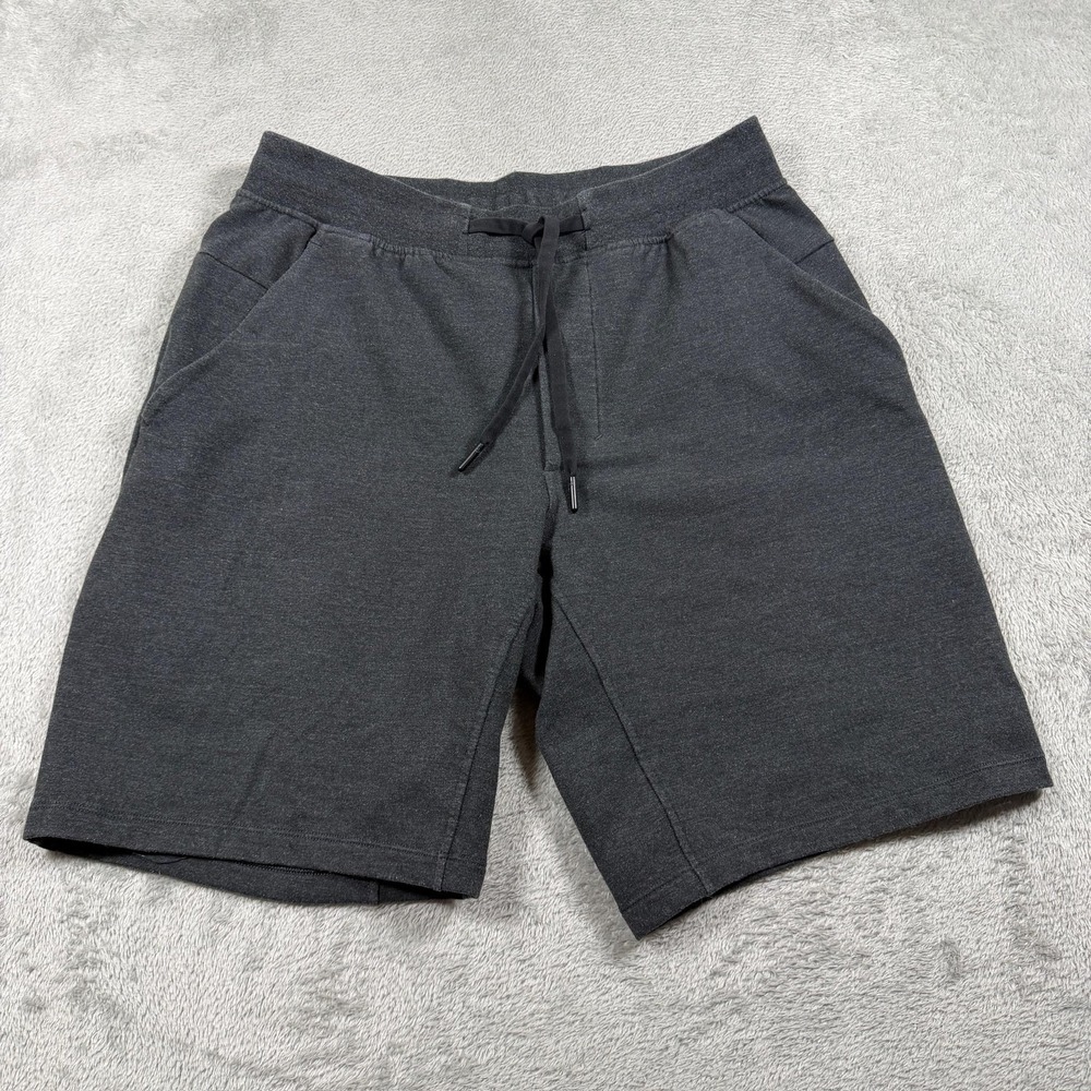 Lululemon City Sweat Short Mens Medium Heathered Black 9" Inseam Knit Lounge Gym
